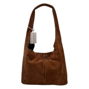 Lucky Brand Clem Suede Hobo Bag Brown Large Leather Boho Tote 13X14X6" Magnetic